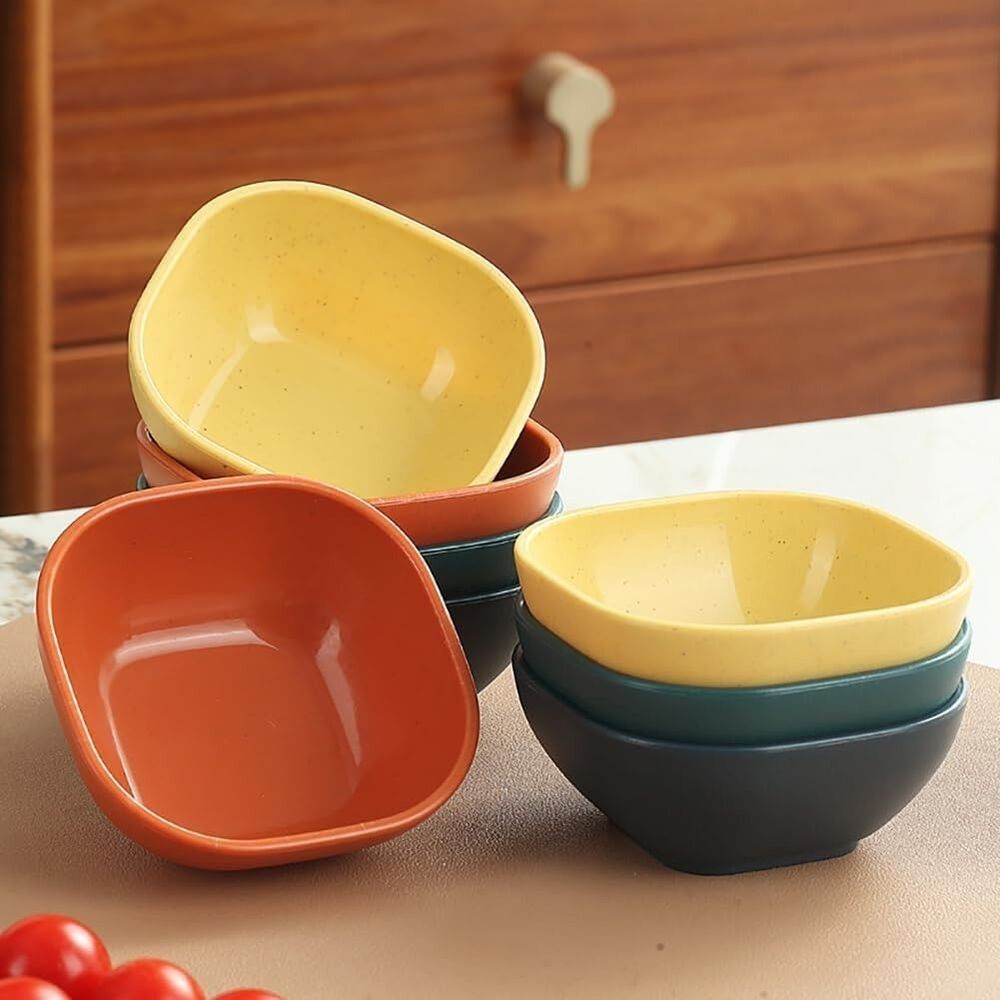 12 Pc Wheat Straw Square Bowls Reusable Mini Cereal Snack Dessert Dipping Bowls